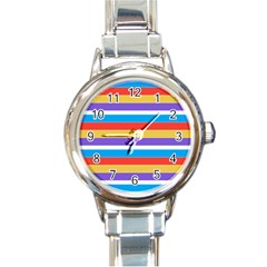 Stripes Pattern Design Lines Round Italian Charm Watch