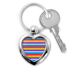 Stripes Pattern Design Lines Key Chain (heart)