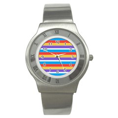 Stripes Pattern Design Lines Stainless Steel Watch