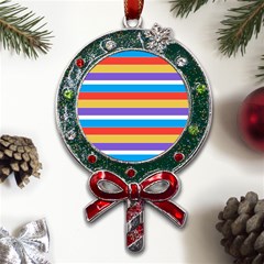 Stripes Pattern Design Lines Metal X mas Lollipop With Crystal Ornament