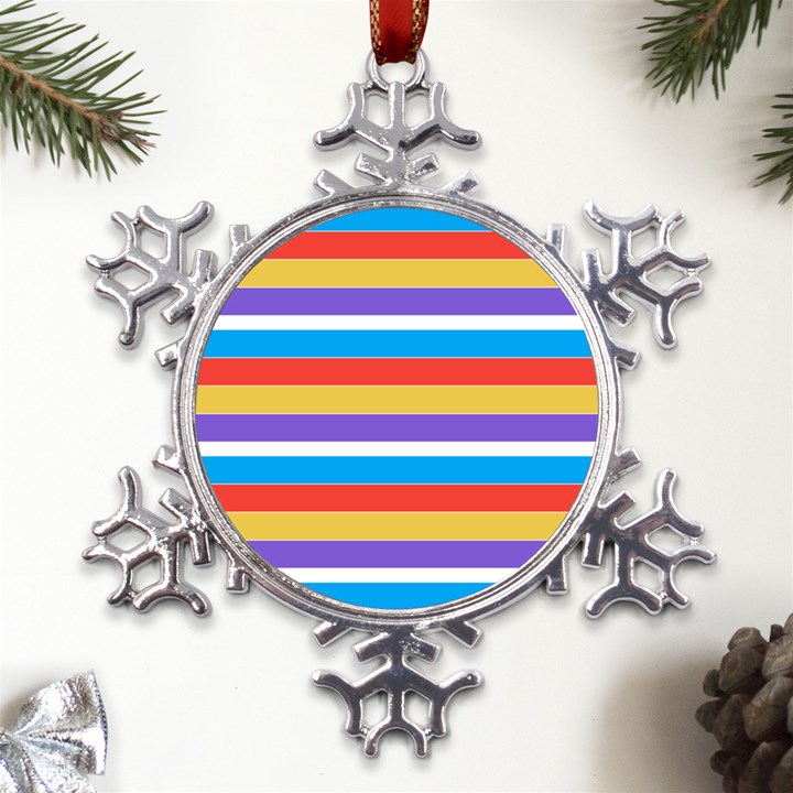 Stripes Pattern Design Lines Metal Large Snowflake Ornament