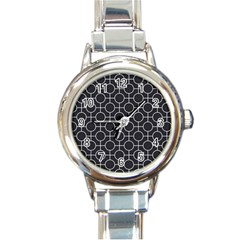 Geometric Pattern Design White Round Italian Charm Watch