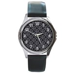 Geometric Pattern Design White Round Metal Watch Front