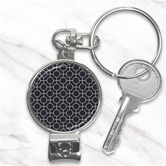 Geometric Pattern Design White Nail Clippers Key Chain