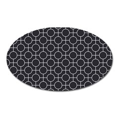 Geometric Pattern Design White Oval Magnet