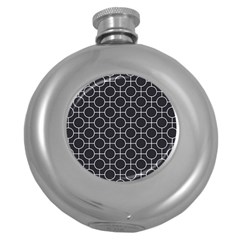 Geometric Pattern Design White Round Hip Flask (5 Oz)