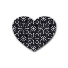 Geometric Pattern Design White Rubber Heart Coaster (4 Pack)