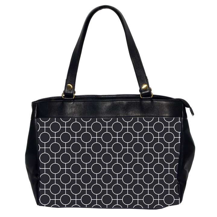 Geometric Pattern Design White Oversize Office Handbag (2 Sides)