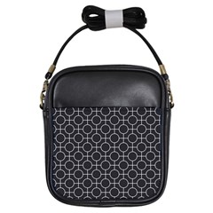 Geometric Pattern Design White Girls Sling Bag