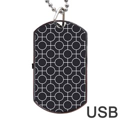 Geometric Pattern Design White Dog Tag Usb Flash (one Side)