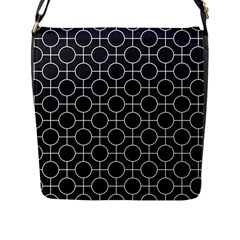 Geometric Pattern Design White Flap Closure Messenger Bag (l)