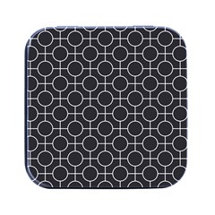 Geometric Pattern Design White Square Metal Box (black) by Maspions