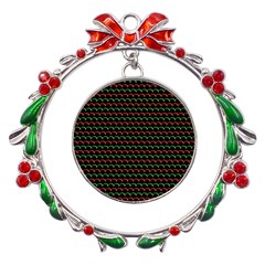 Geometric Pattern Design Line Metal X mas Wreath Ribbon Ornament