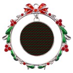 Geometric Pattern Design Line Metal X mas Wreath Ribbon Ornament Front