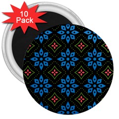 Flowers Pattern Floral Seamless 3  Magnets (10 Pack) 