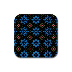 Flowers Pattern Floral Seamless Rubber Square Coaster (4 Pack) by Maspions