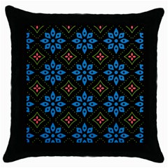 Flowers Pattern Floral Seamless Throw Pillow Case (black)