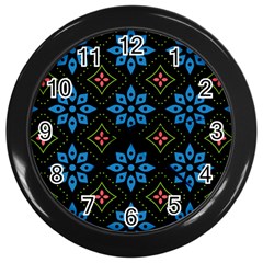 Flowers Pattern Floral Seamless Wall Clock (black)