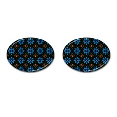 Flowers Pattern Floral Seamless Cufflinks (oval)