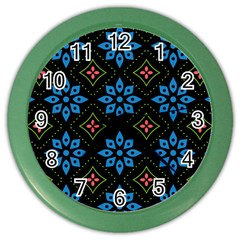 Flowers Pattern Floral Seamless Color Wall Clock