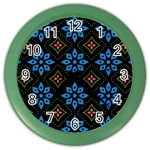 Flowers Pattern Floral Seamless Color Wall Clock Front