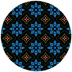 Flowers Pattern Floral Seamless Wooden Puzzle Round