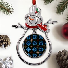 Flowers Pattern Floral Seamless Metal Snowman Ornament