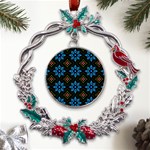 Flowers Pattern Floral Seamless Metal X mas Wreath Holly leaf Ornament Front