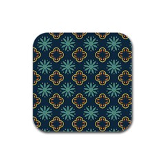 Flowers Pattern Design Abstract Rubber Square Coaster (4 Pack)