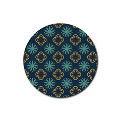 Flowers Pattern Design Abstract Rubber Coaster (round)