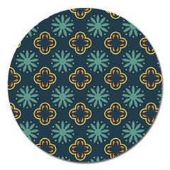 Flowers Pattern Design Abstract Magnet 5  (round)