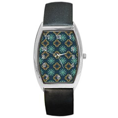 Flowers Pattern Design Abstract Barrel Style Metal Watch