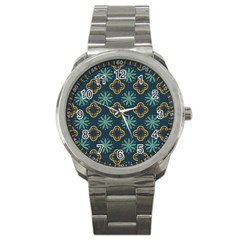 Flowers Pattern Design Abstract Sport Metal Watch by Maspions