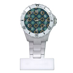 Flowers Pattern Design Abstract Plastic Nurses Watch