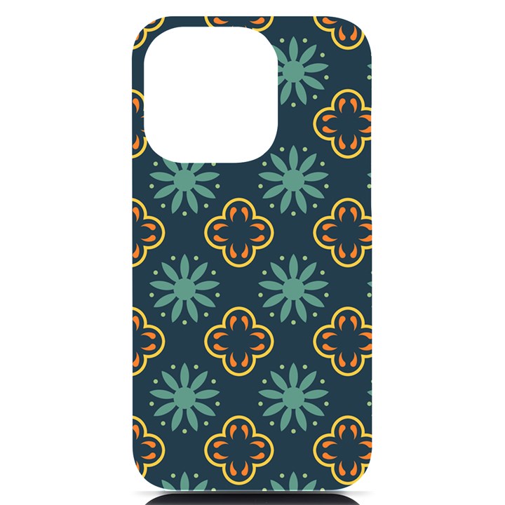 Flowers Pattern Design Abstract iPhone 14 Pro Black UV Print Case