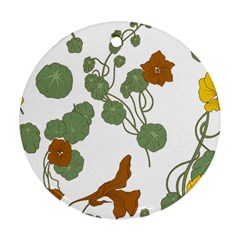 Nasturtium Flowers Plant Leaves Round Ornament (Two Sides)