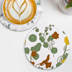 Nasturtium Flowers Plant Leaves UV Print Round Tile Coaster