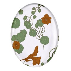 Nasturtium Flowers Plant Leaves Oval Glass Fridge Magnet (4 pack)