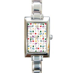 Snails Butterflies Pattern Seamless Rectangle Italian Charm Watch