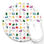 Snails Butterflies Pattern Seamless Round Mousepad Front