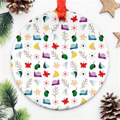 Snails Butterflies Pattern Seamless Ornament (round)