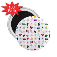 Snails Butterflies Pattern Seamless 2 25  Magnets (100 Pack) 