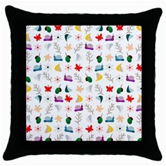 Snails Butterflies Pattern Seamless Throw Pillow Case (black)