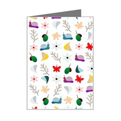 Snails Butterflies Pattern Seamless Mini Greeting Card