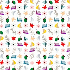 Snails Butterflies Pattern Seamless Play Mat (square) by Maspions