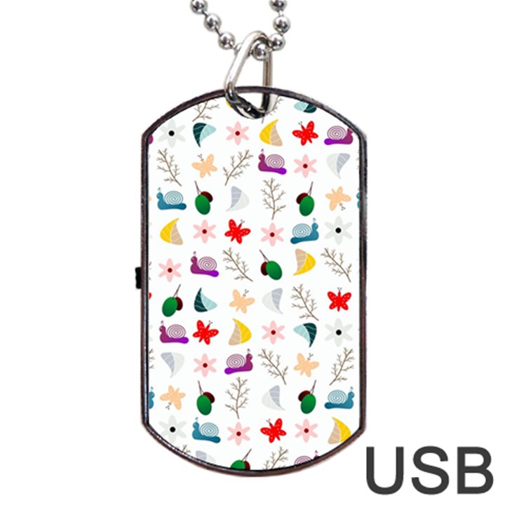 Snails Butterflies Pattern Seamless Dog Tag USB Flash (Two Sides)