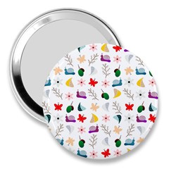 Snails Butterflies Pattern Seamless 3  Handbag Mirrors by Maspions