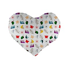 Snails Butterflies Pattern Seamless Standard 16  Premium Heart Shape Cushions