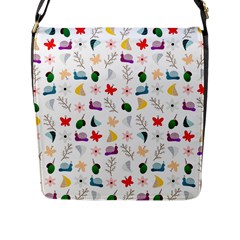 Snails Butterflies Pattern Seamless Flap Closure Messenger Bag (l)