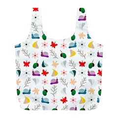 Snails Butterflies Pattern Seamless Full Print Recycle Bag (l)